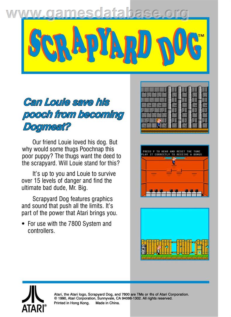 Scrapyard Dog - Atari 7800 - Artwork - Box Back
