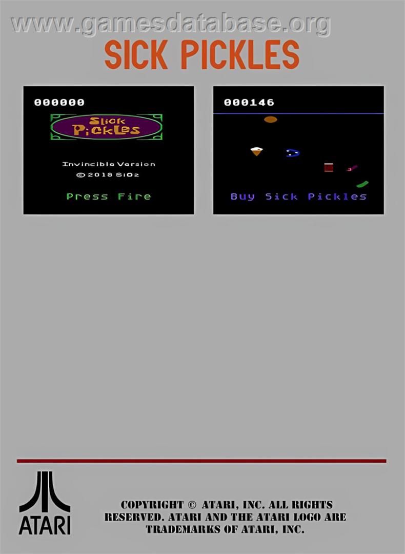 Sick Pickles - Atari 7800 - Artwork - Box Back