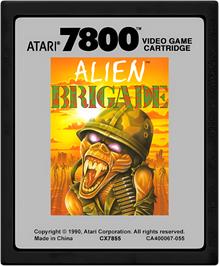 Cartridge artwork for Alien Brigade on the Atari 7800.