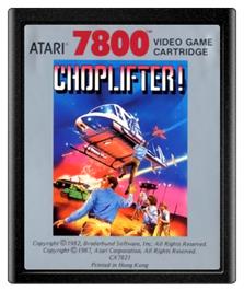 Cartridge artwork for Choplifter on the Atari 7800.