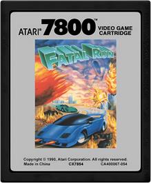 Cartridge artwork for Fatal Run on the Atari 7800.