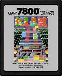 Cartridge artwork for Klax on the Atari 7800.