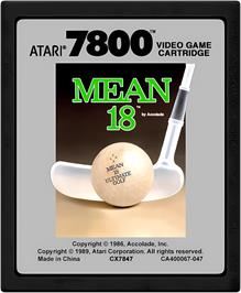 Cartridge artwork for Mean 18 on the Atari 7800.