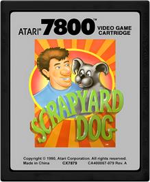 Cartridge artwork for Scrapyard Dog on the Atari 7800.