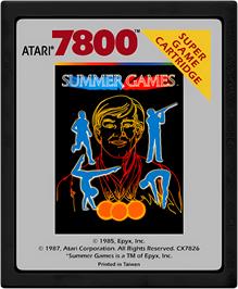 Cartridge artwork for Summer Games on the Atari 7800.