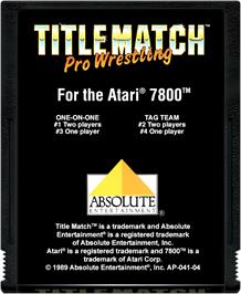 Cartridge artwork for Title Match Pro Wrestling on the Atari 7800.