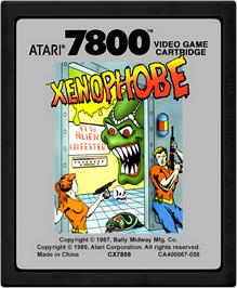Cartridge artwork for Xenophobe on the Atari 7800.