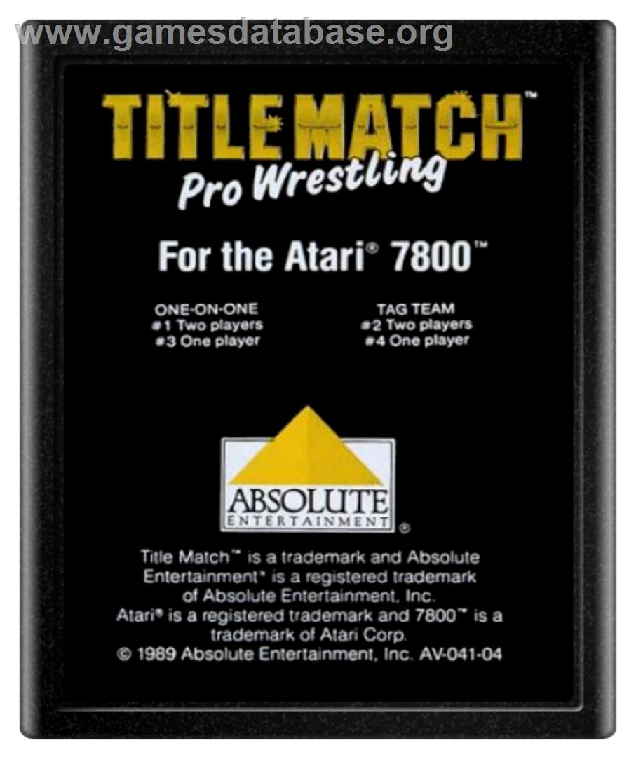 Title Match Pro Wrestling - Atari 7800 - Artwork - Cartridge