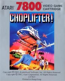 Top of cartridge artwork for Choplifter on the Atari 7800.