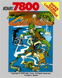 Top of cartridge artwork for Crossbow on the Atari 7800.