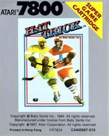 Top of cartridge artwork for Hat Trick on the Atari 7800.