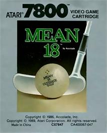 Top of cartridge artwork for Mean 18 Golf on the Atari 7800.