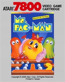 Top of cartridge artwork for Ms. Pac-Man on the Atari 7800.