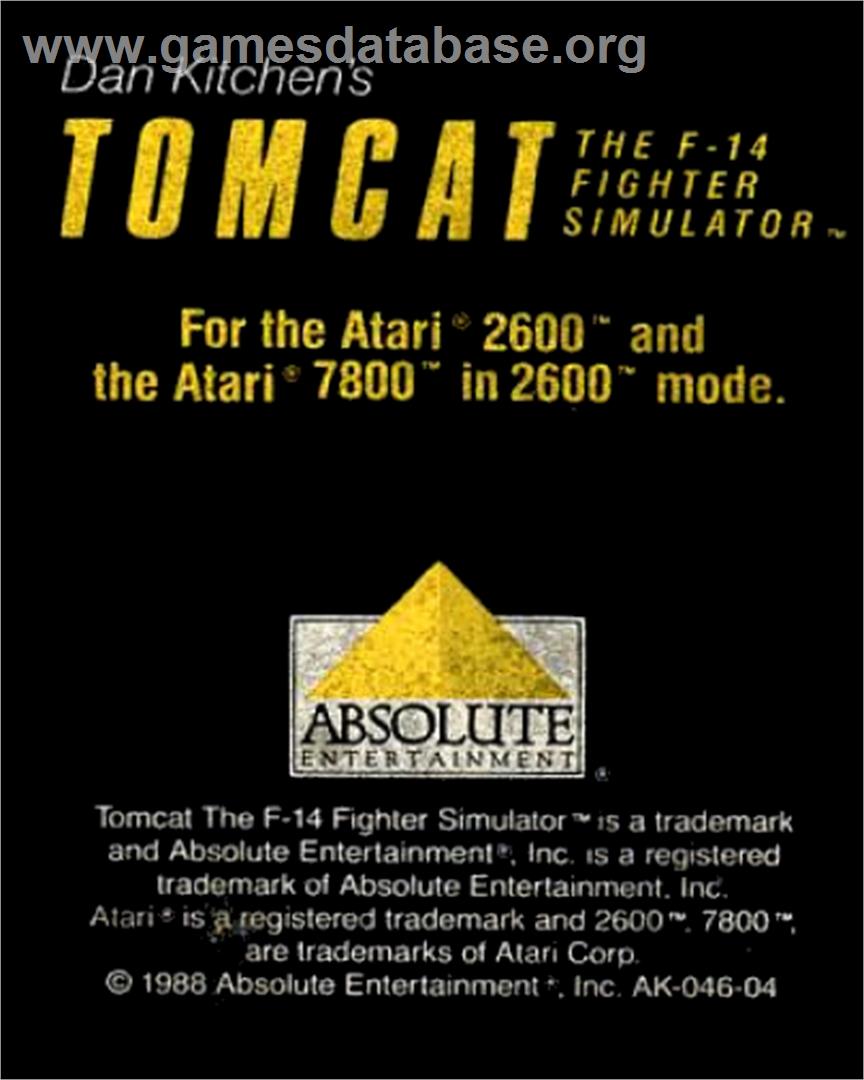 Dan Kitchen's Tomcat: The F-14 Fighter Simulator - Atari 7800 - Artwork - Cartridge Top