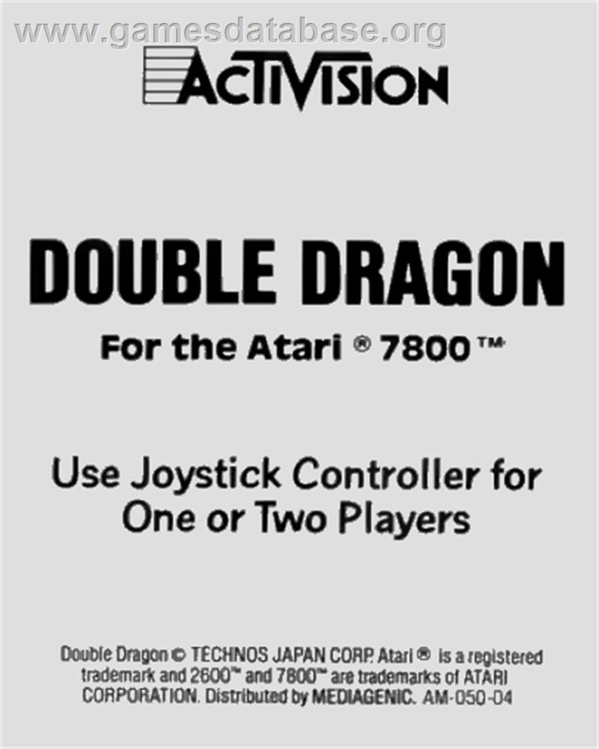 Double Dragon - Atari 7800 - Artwork - Cartridge Top