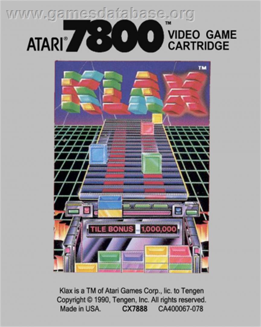 Klax - Atari 7800 - Artwork - Cartridge Top
