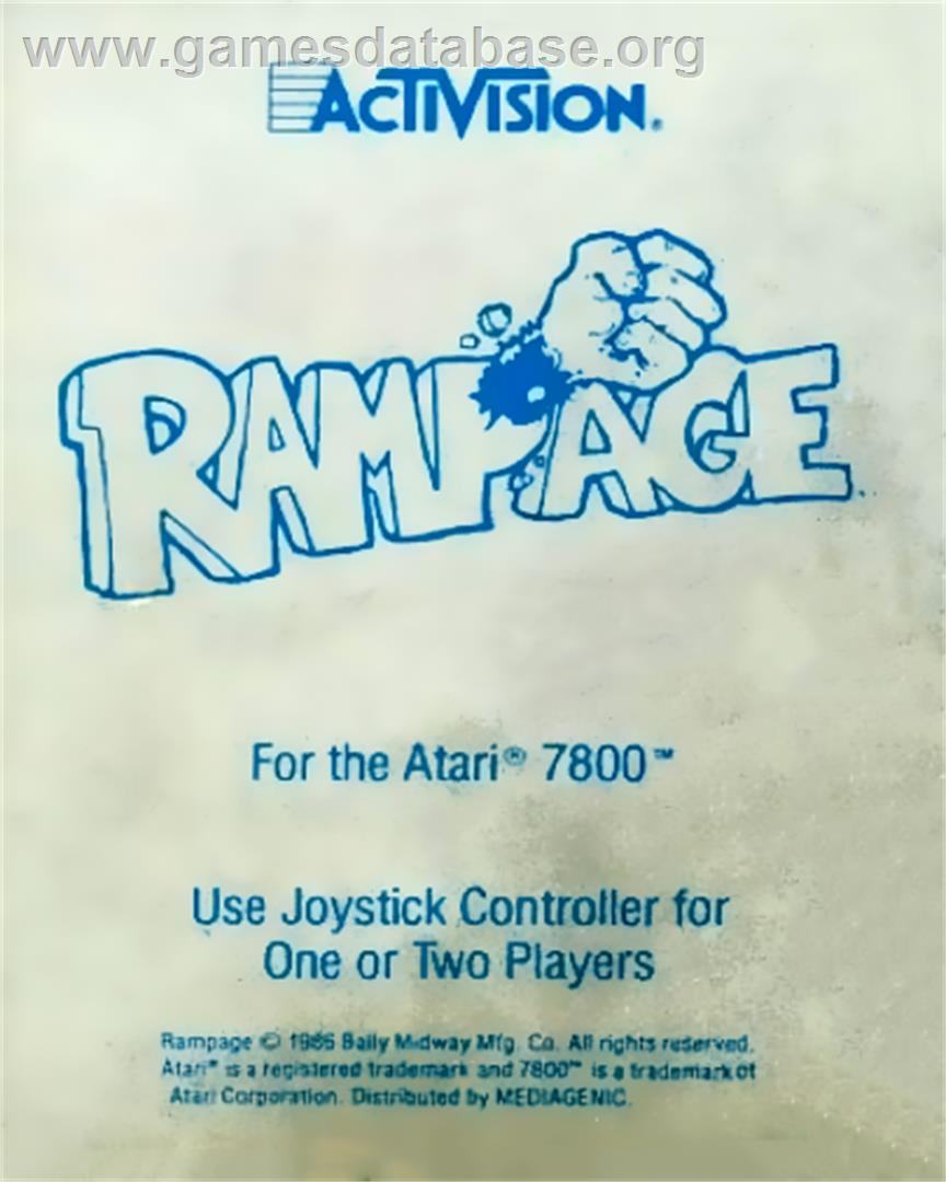 Rampage - Atari 7800 - Artwork - Cartridge Top