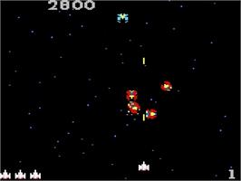In game image of Galaga on the Atari 7800.