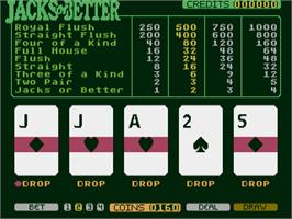 In game image of Jacks Or Better Poker on the Atari 7800.