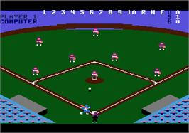 In game image of Peter Rose Baseball on the Atari 7800.
