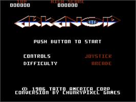 Title screen of Arkanoid on the Atari 7800.