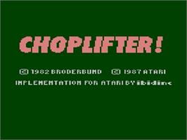 Title screen of Choplifter! on the Atari 7800.