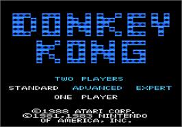 Title screen of Donkey Kong on the Atari 7800.