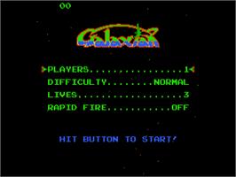 Title screen of Galaxian on the Atari 7800.