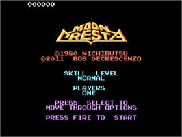 Title screen of Moon Cresta on the Atari 7800.