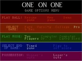 Title screen of One-On-One Basketball on the Atari 7800.