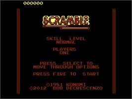 Title screen of Scramble on the Atari 7800.