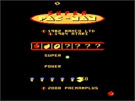 Title screen of Super Pac-Man on the Atari 7800.
