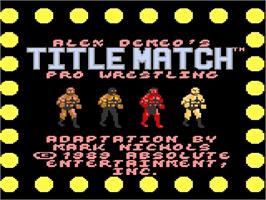 Title screen of Title Match Pro Wrestling on the Atari 7800.