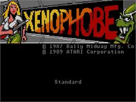 Title screen of Xenophobe on the Atari 7800.