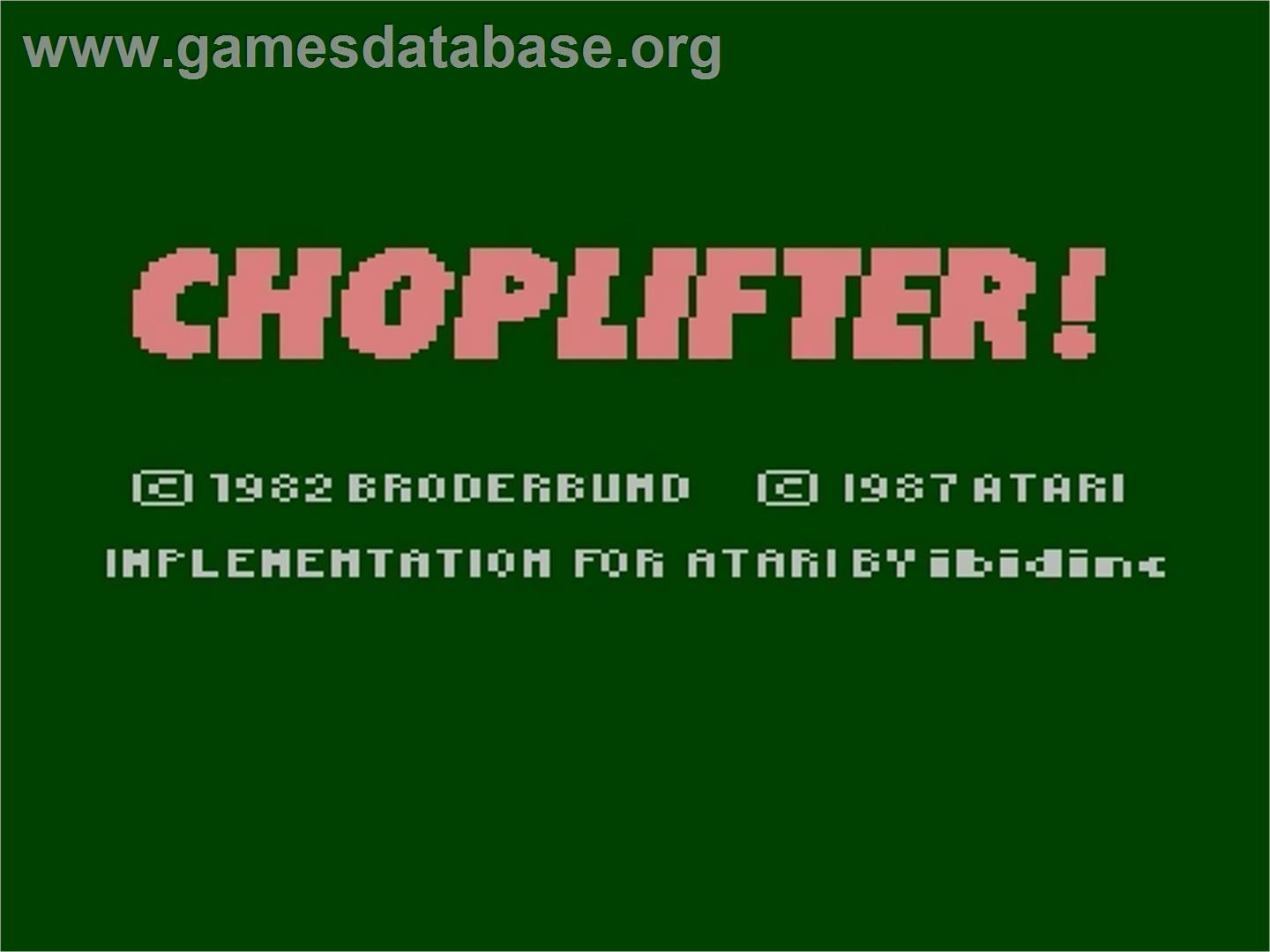 Choplifter! - Atari 7800 - Artwork - Title Screen