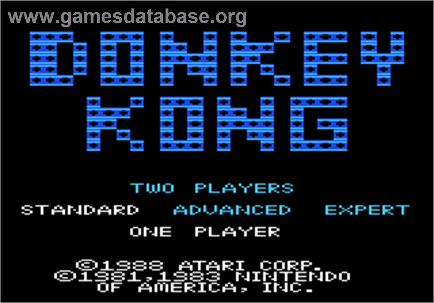 Donkey Kong - Atari 7800 - Artwork - Title Screen