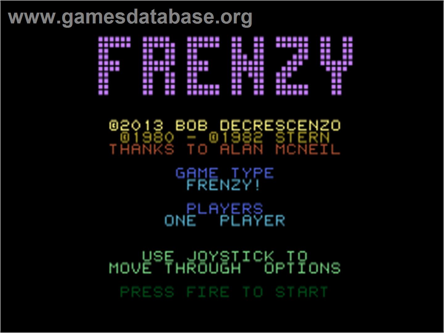 Frenzy - Atari 7800 - Artwork - Title Screen