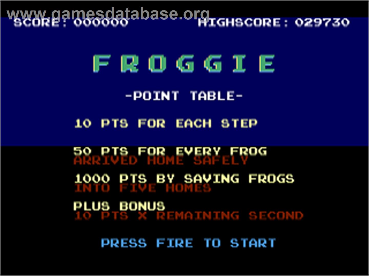 Froggie - Atari 7800 - Artwork - Title Screen