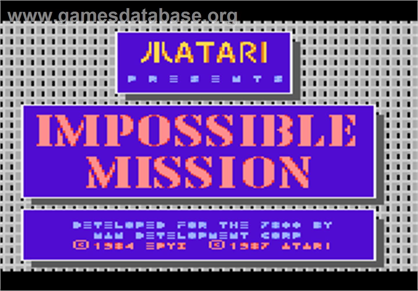 Impossible Mission - Atari 7800 - Artwork - Title Screen