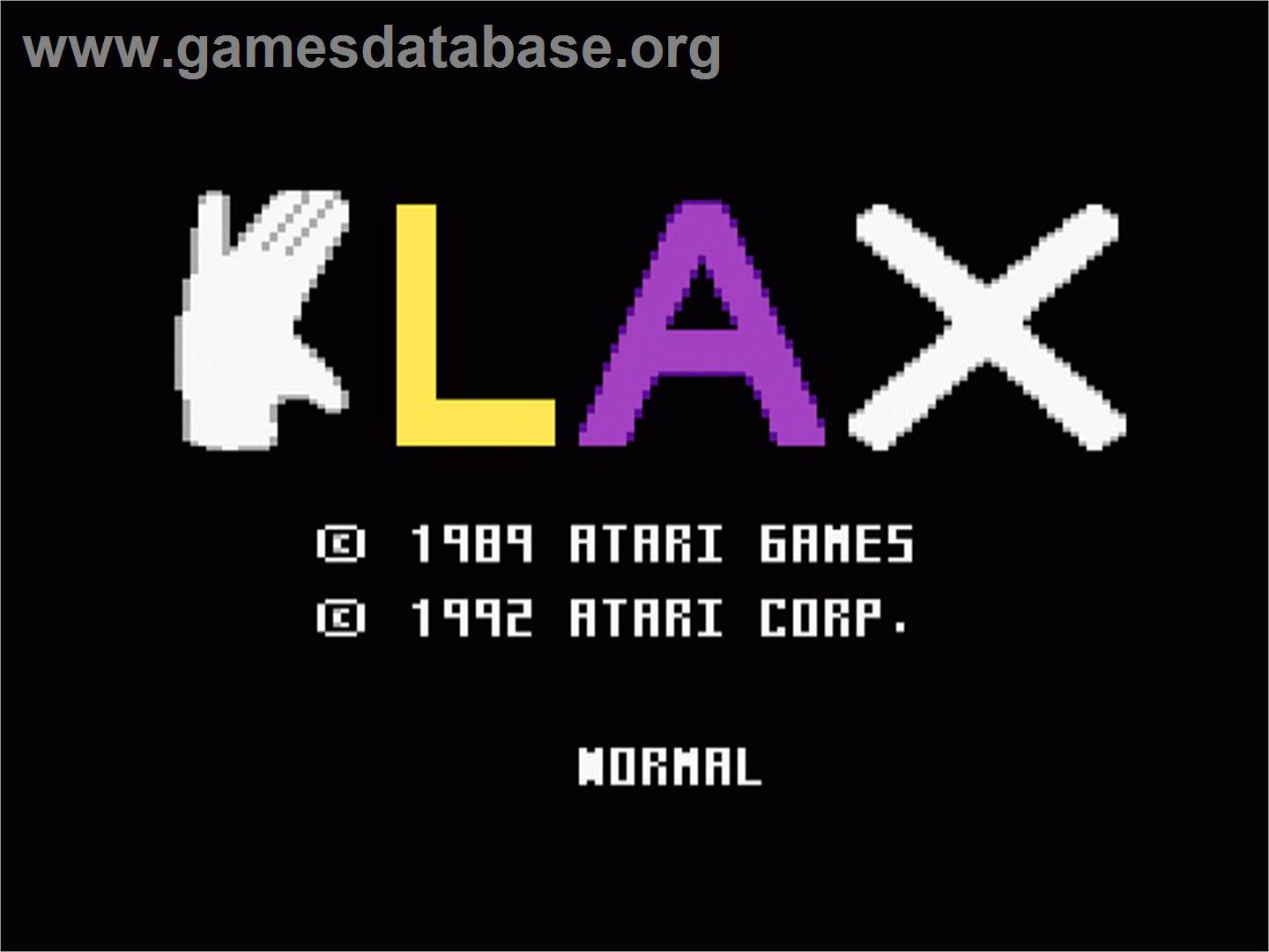 Klax - Atari 7800 - Artwork - Title Screen