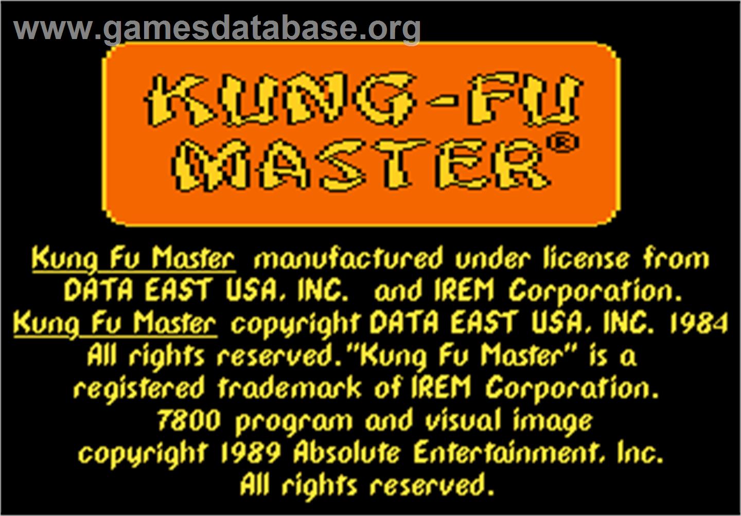 Kung-Fu Master - Atari 7800 - Artwork - Title Screen