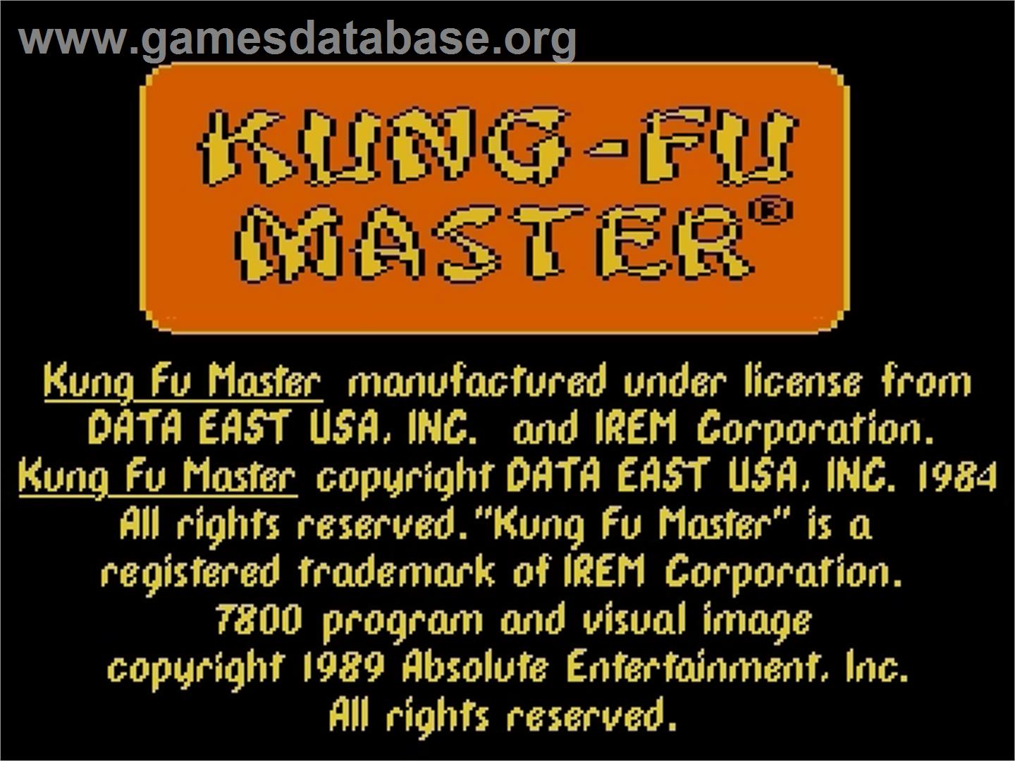 Kung-Fu Master - Atari 7800 - Artwork - Title Screen