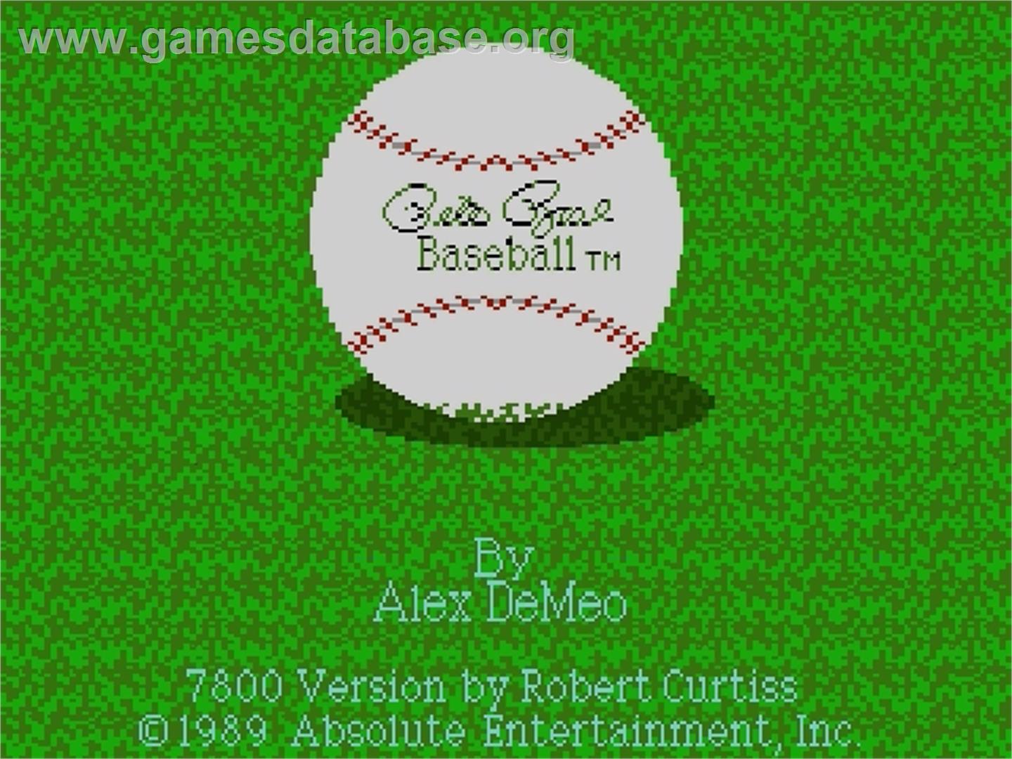 Pete Rose Baseball - Atari 7800 - Artwork - Title Screen