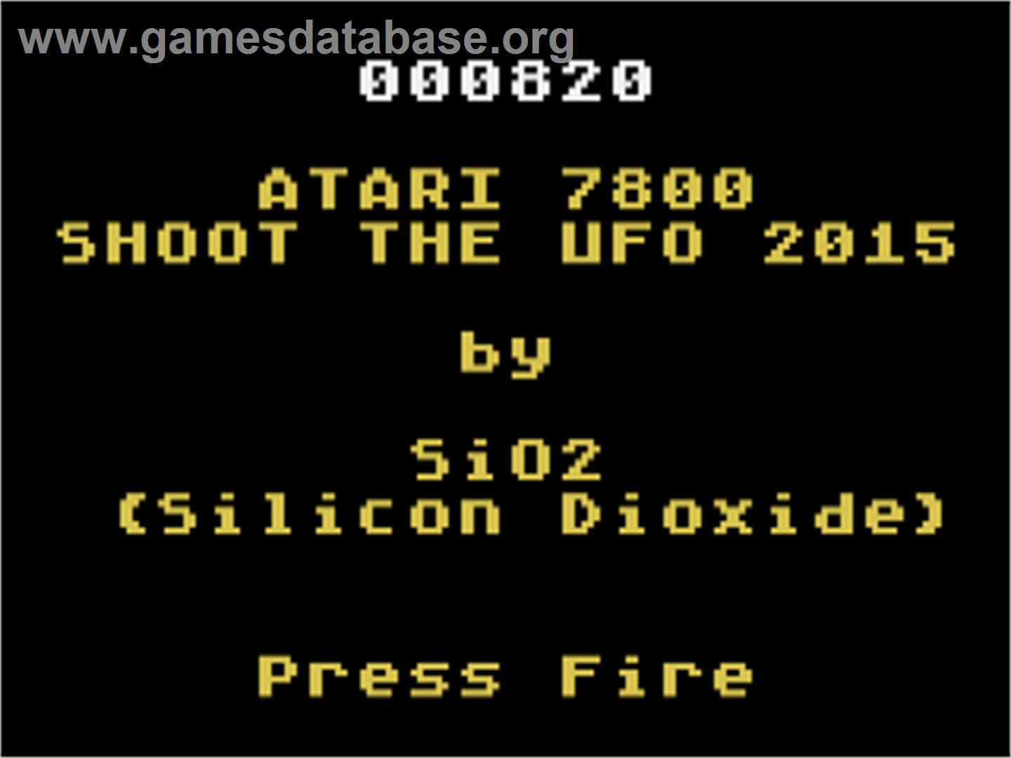 Shoot The UFO 2015 - Atari 7800 - Artwork - Title Screen