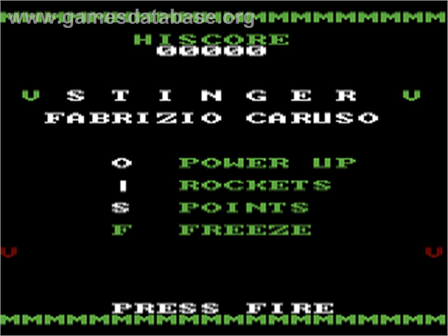 Stinger - Atari 7800 - Artwork - Title Screen