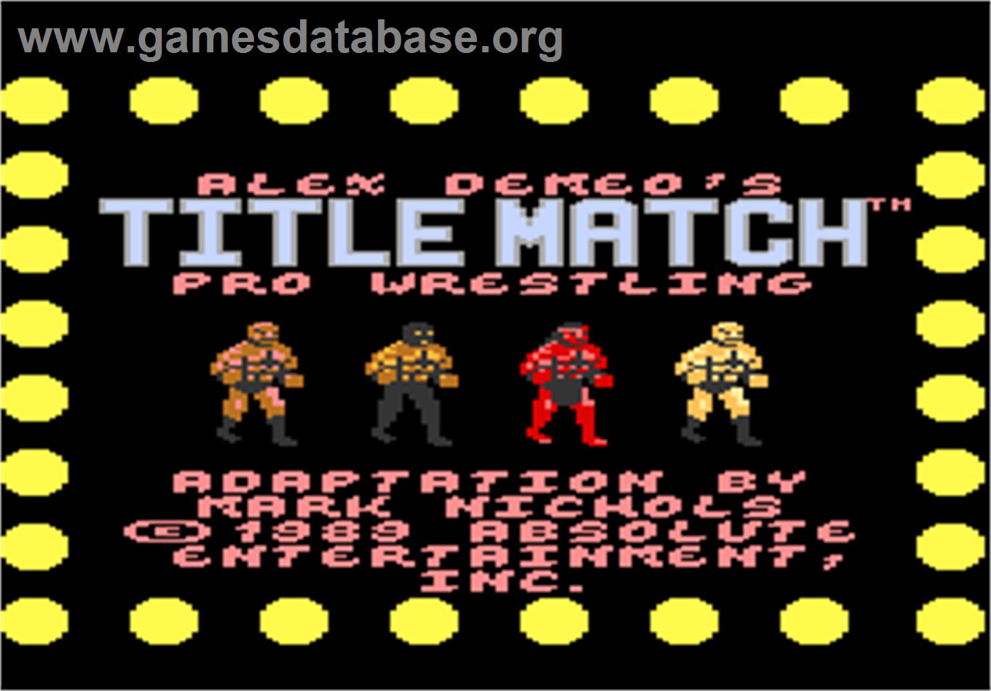Title Match Pro Wrestling - Atari 7800 - Artwork - Title Screen