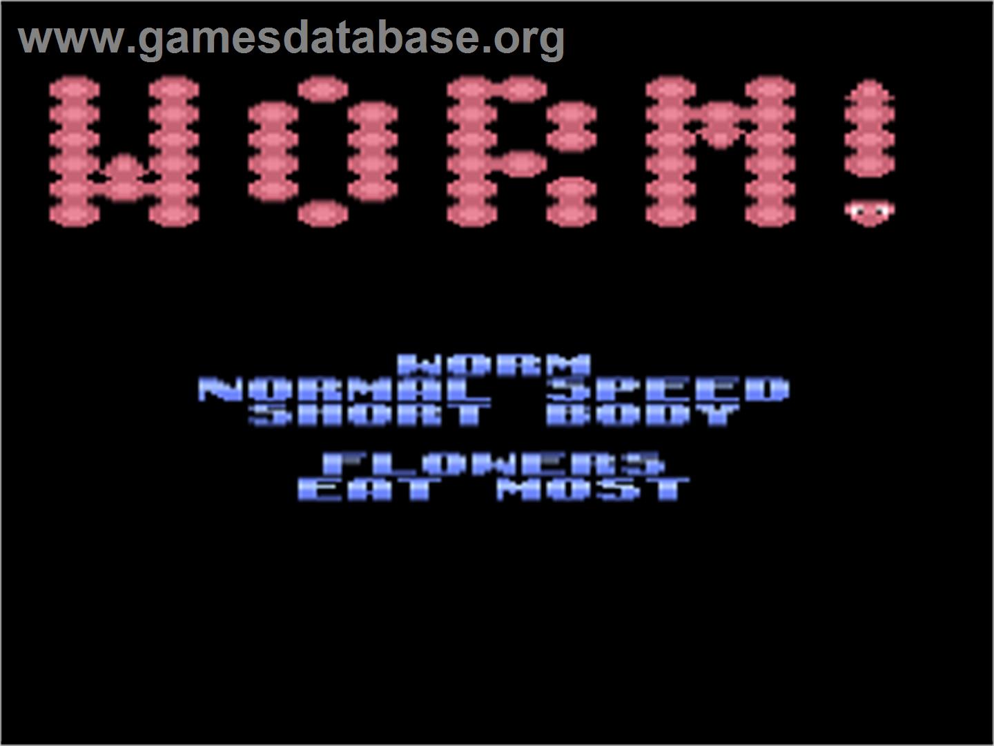 Worm! - Atari 7800 - Artwork - Title Screen