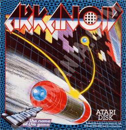 Box cover for Arkanoid on the Atari 8-bit.