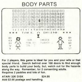 Box cover for Body Parts on the Atari 8-bit.