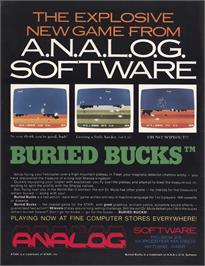 Box cover for Buried Bucks on the Atari 8-bit.